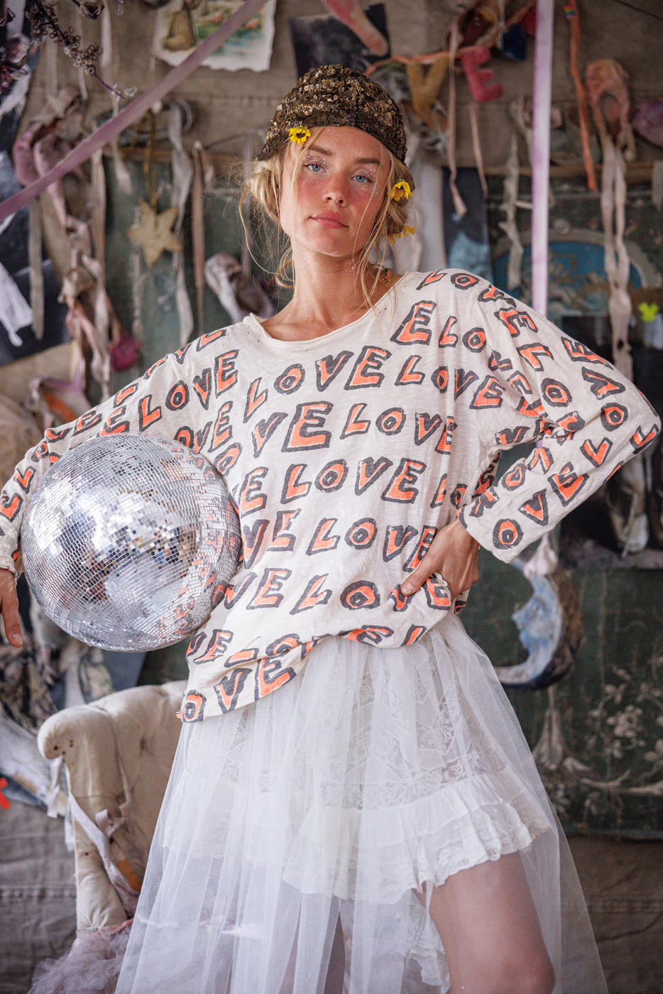 All Over Love Print Viggo Tee