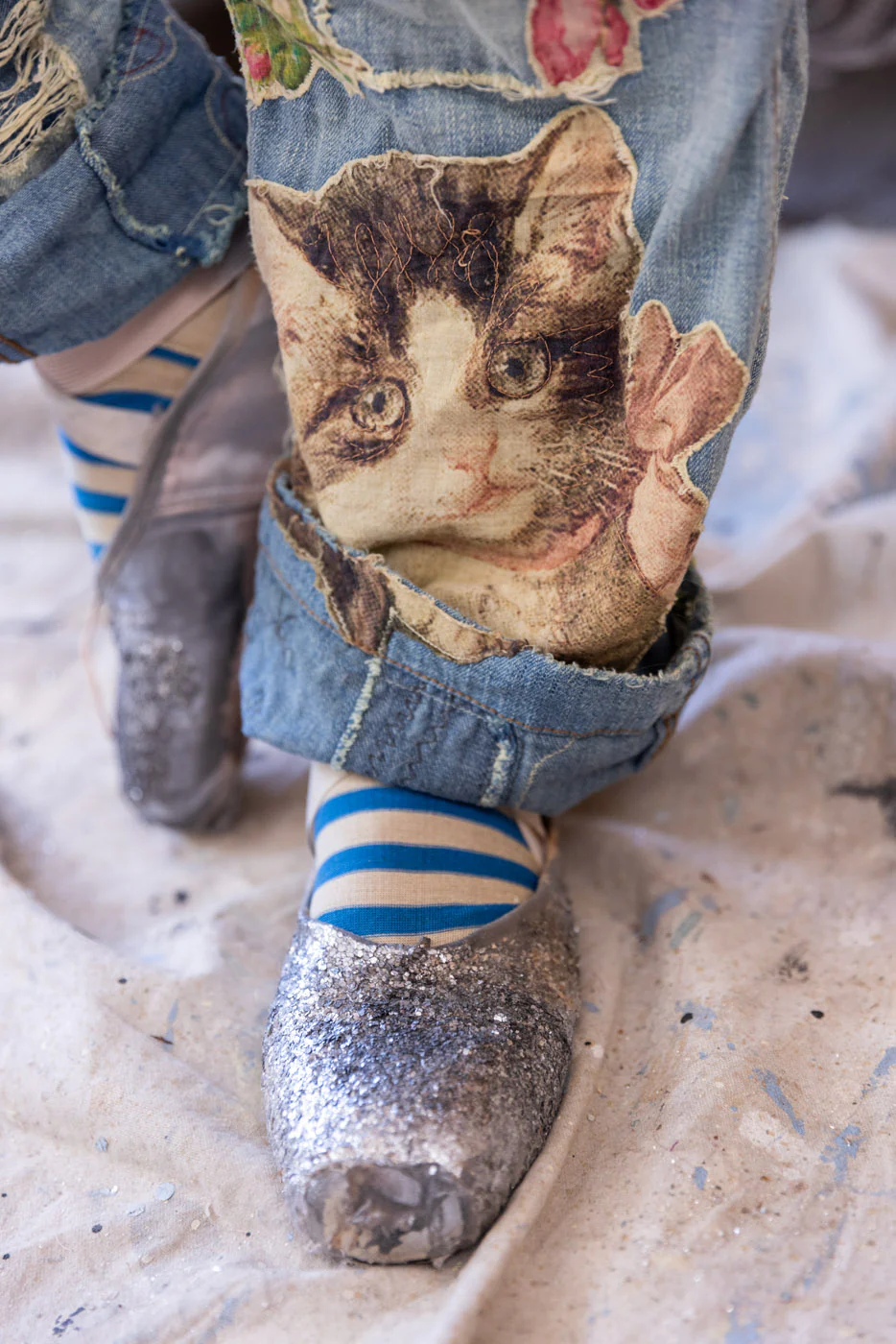 Floral Appliqué Miner Denims - Image 4