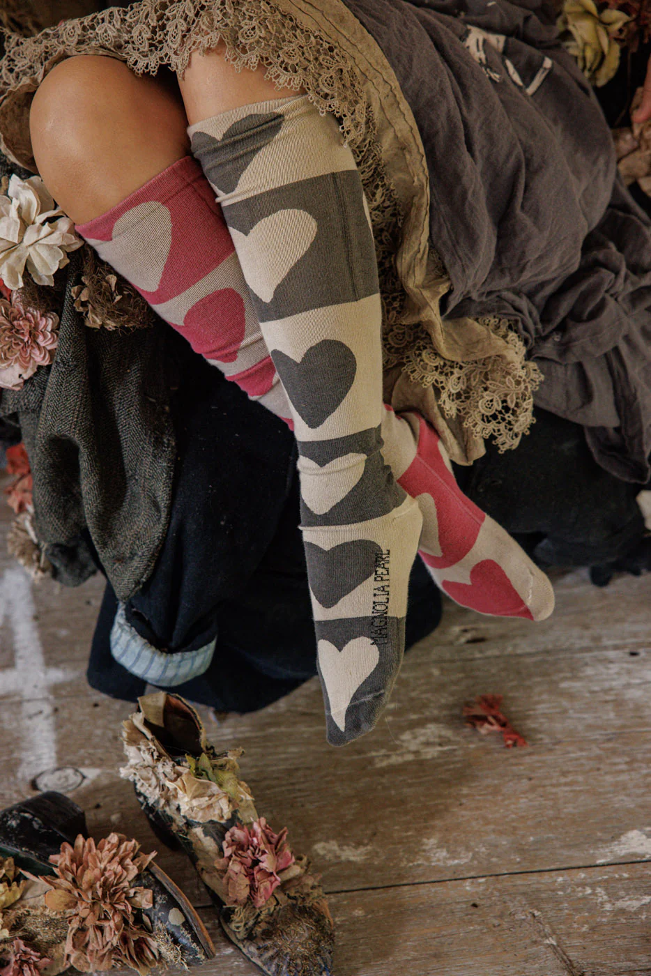 Block Heart Over-The-Knee Socks - Image 2