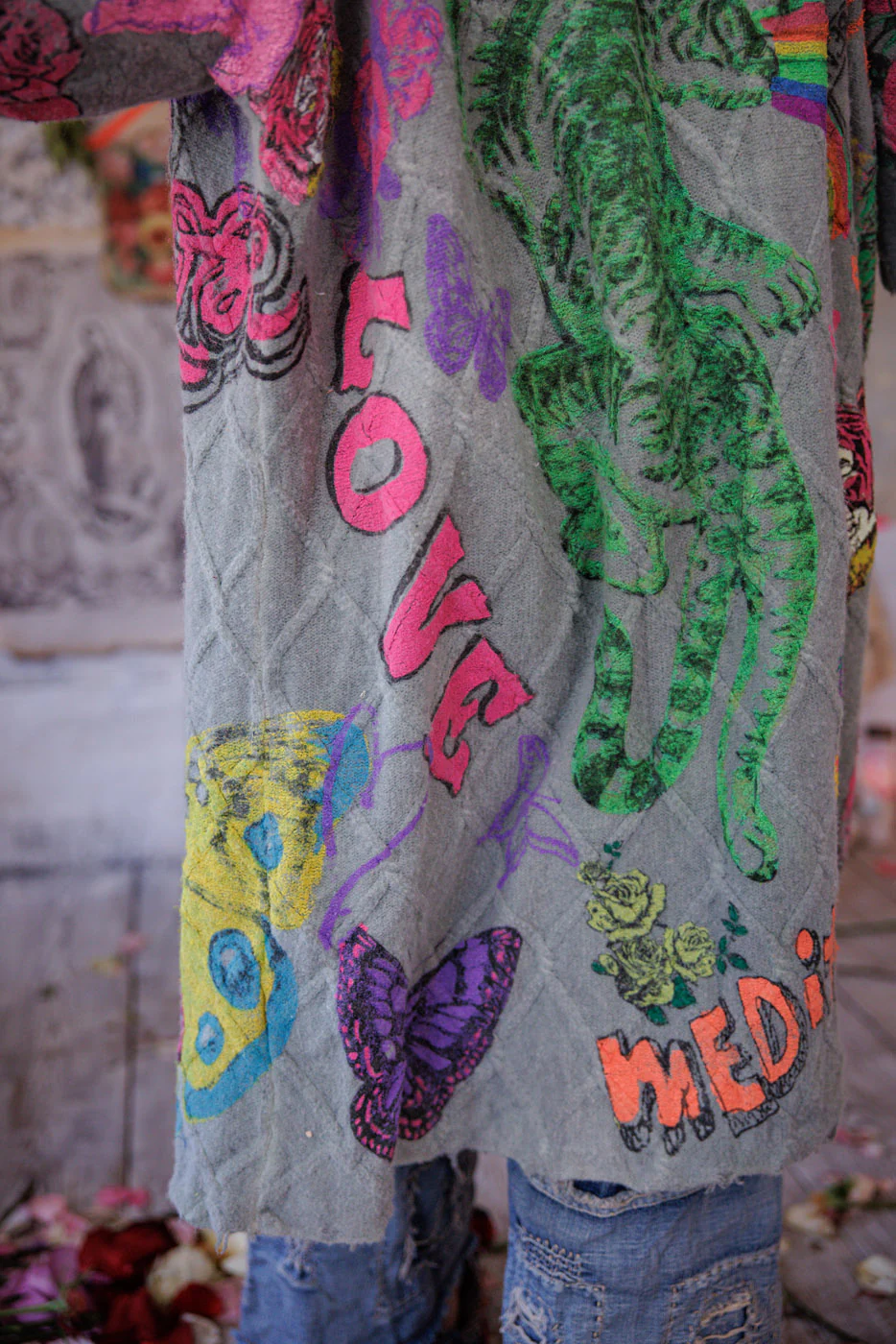 Cable Knit Graphics Kimono - Image 14