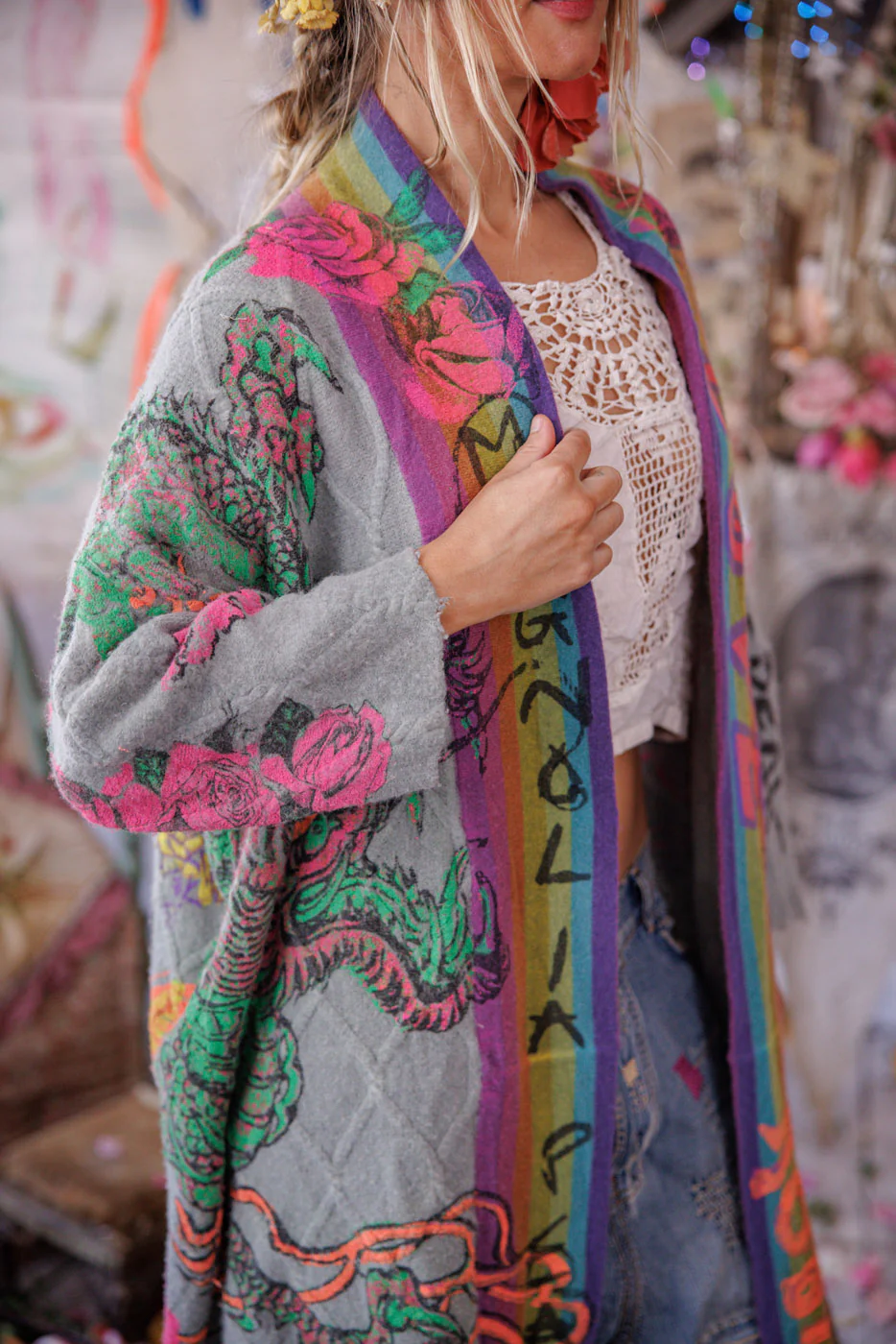 Cable Knit Graphics Kimono - Image 5