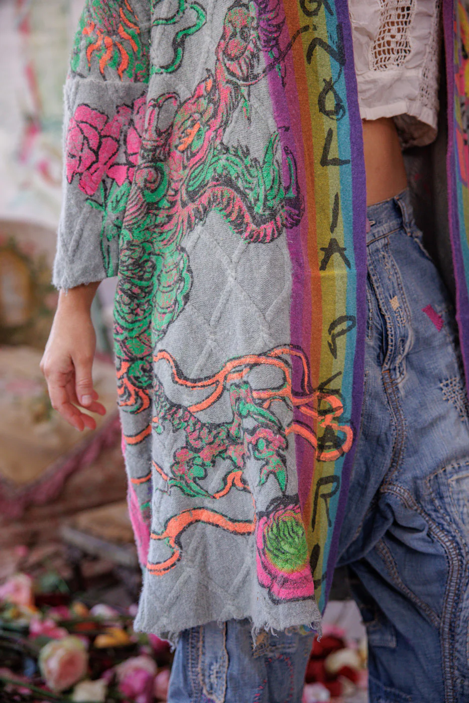 Cable Knit Graphics Kimono - Image 7