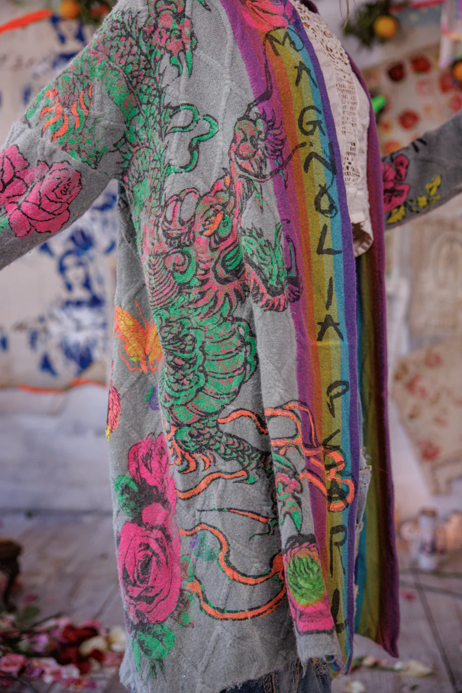 Cable Knit Graphics Kimono - Image 8