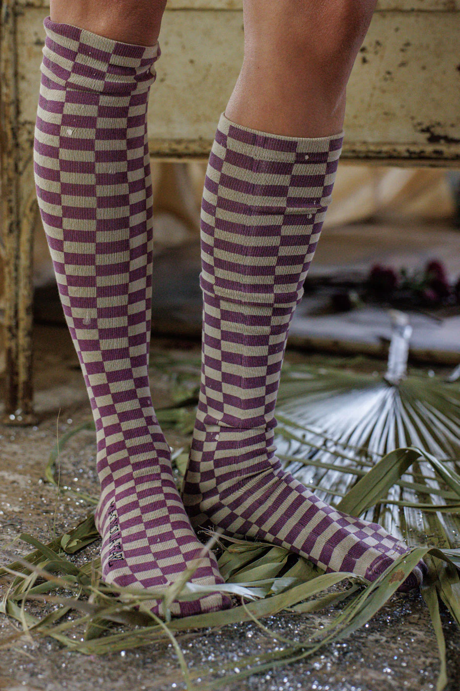 Checkered Over-the-Knee Socks - Image 2
