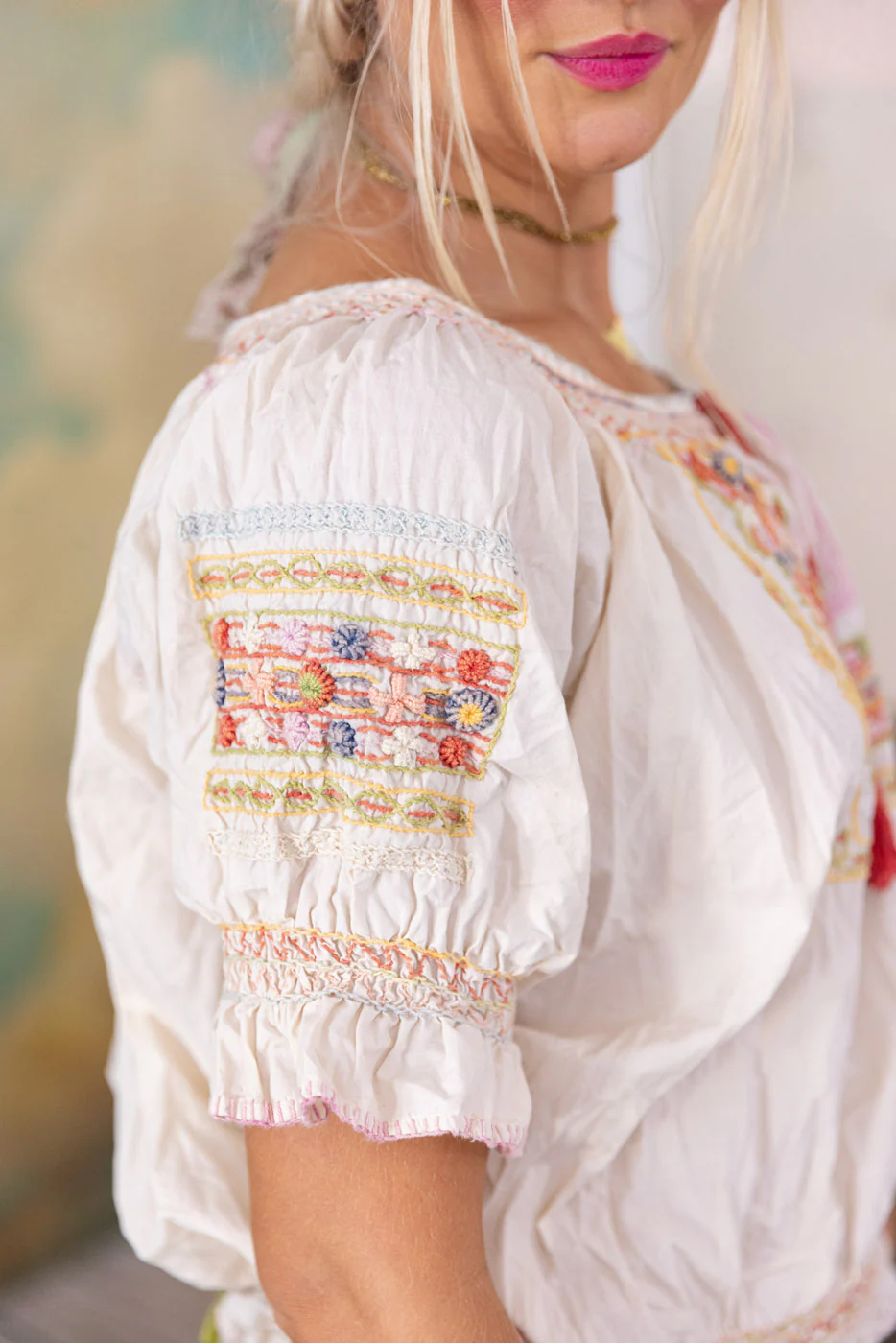 Embroidered Chrissy Folk Blouse - Image 4