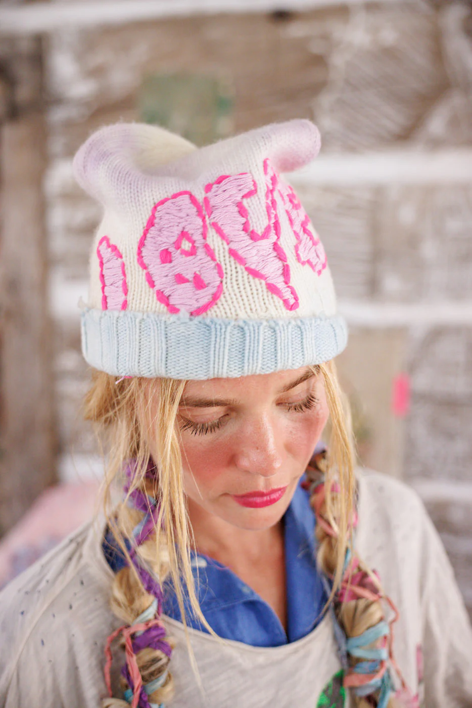 Embroidered Love Beanie - Image 2