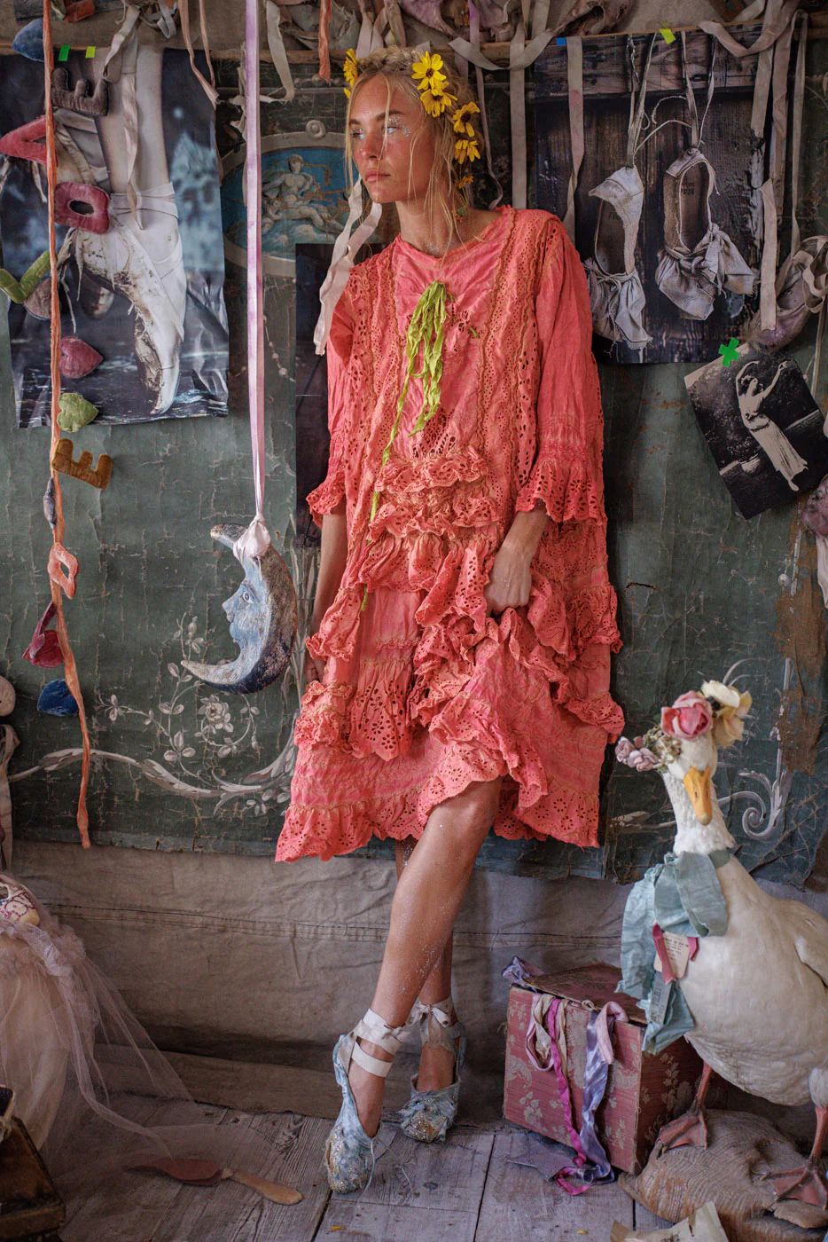Eyelet Carmen Ruffle Dress