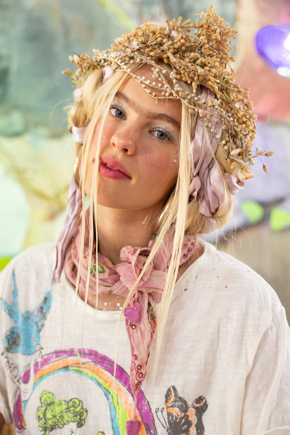 Eyelet Theodora Tassel Scarf - Image 2