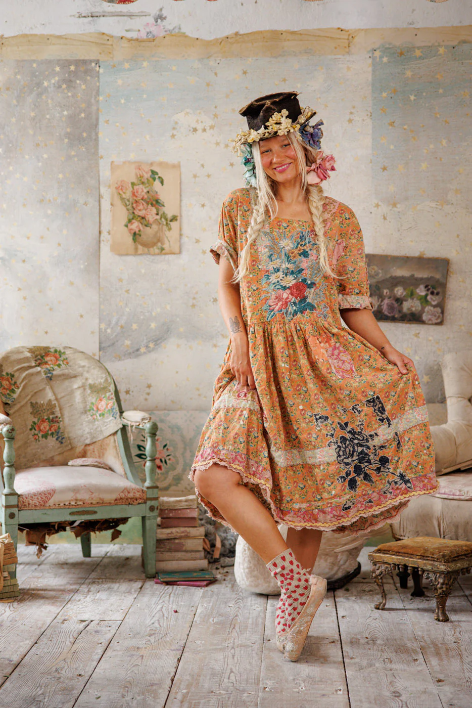 Floral Appliqué Taigi Dress - Image 2