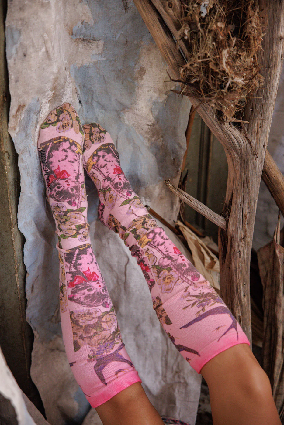 Floral Kittyswing OTK Socks - Image 2