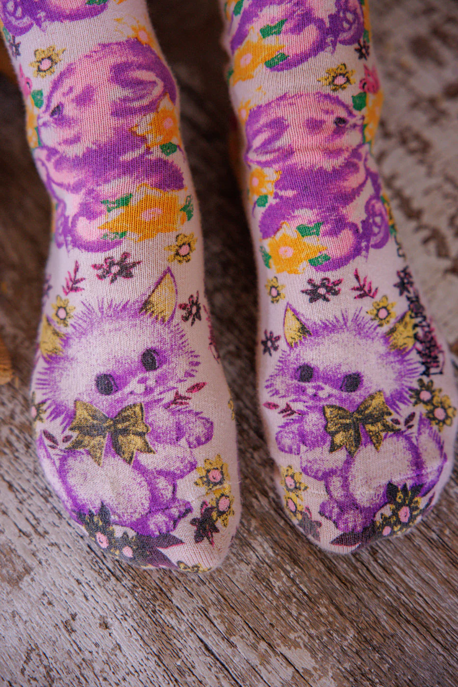 Floral Teddy OTK Socks - Image 2