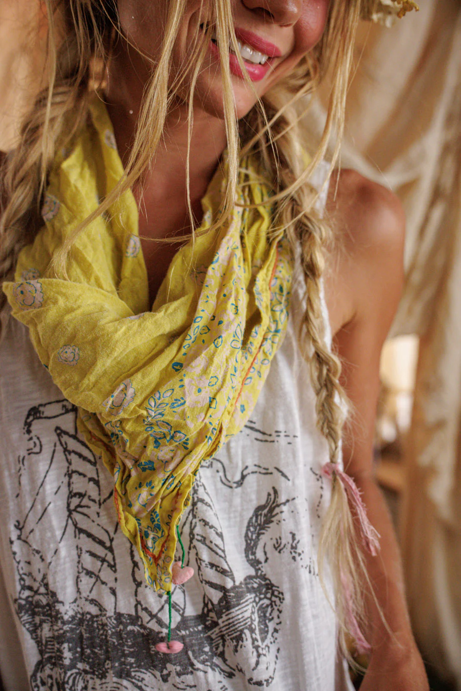 MP Floral Tassel Scarf - Image 2