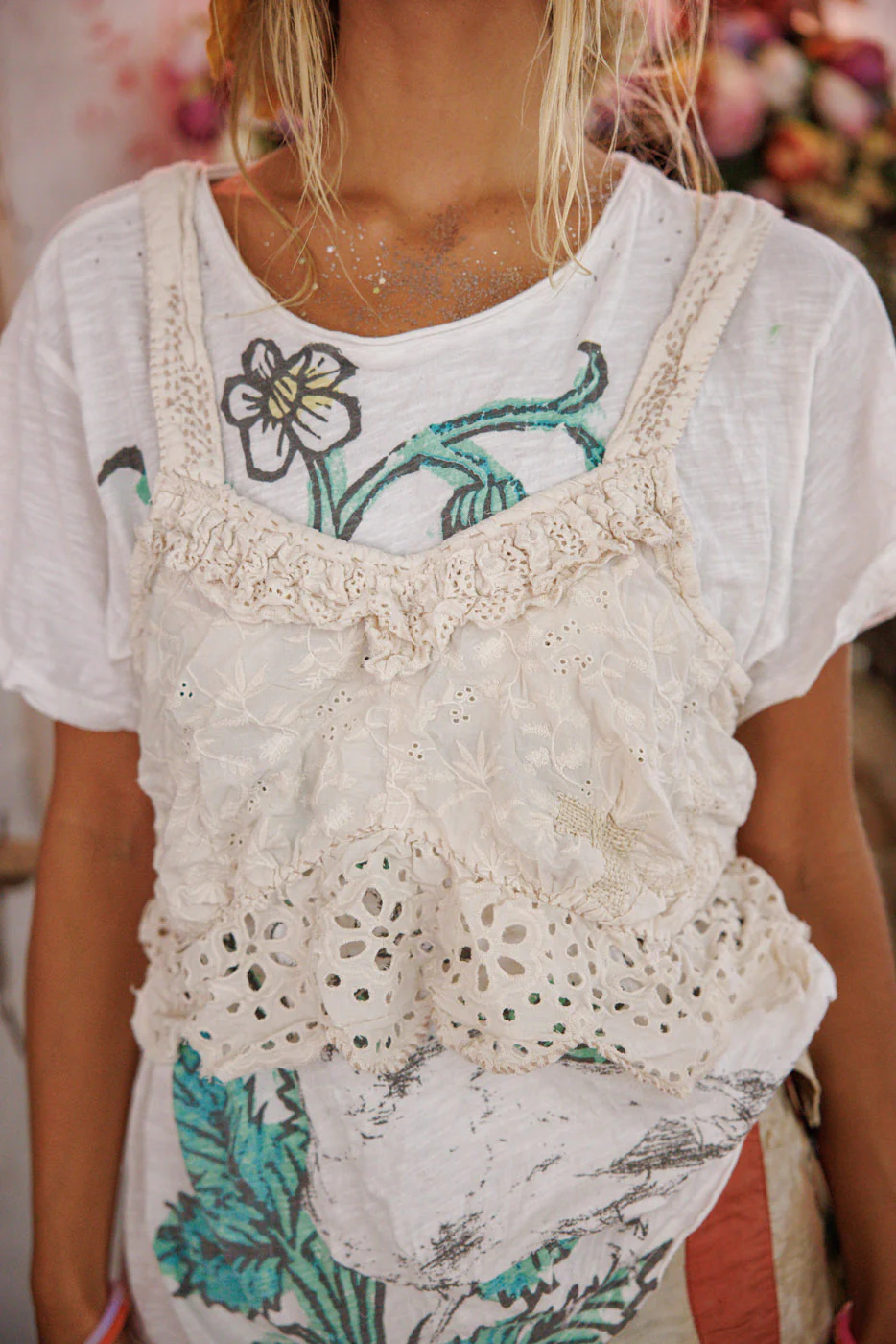 Olive Eyelet Ruffle Cami - Image 4