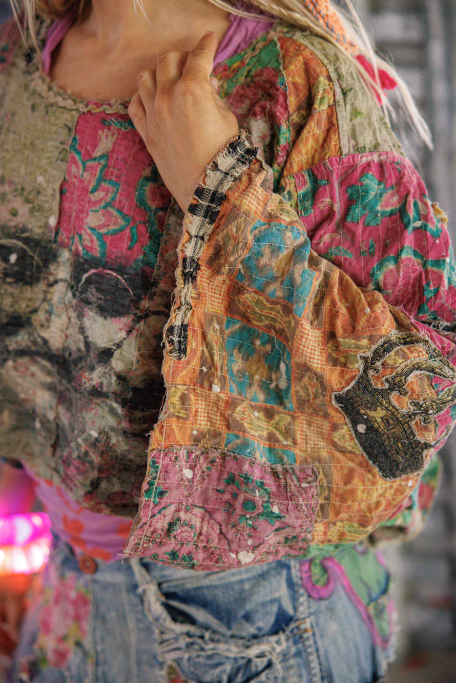Quilted Bapu Poncho Top - Image 3
